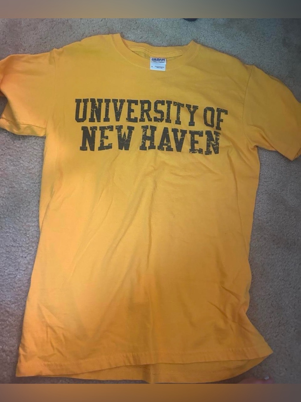 University of New Haven yellow size s tshirt - gildan brand in good condition
